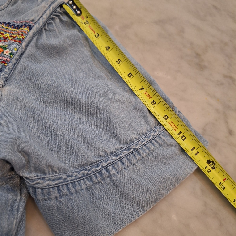 Bechamel Denim Dress Sm Blue Embroidered Floral Boho Oversized Midi Cottagecore - Picture 5 of 9